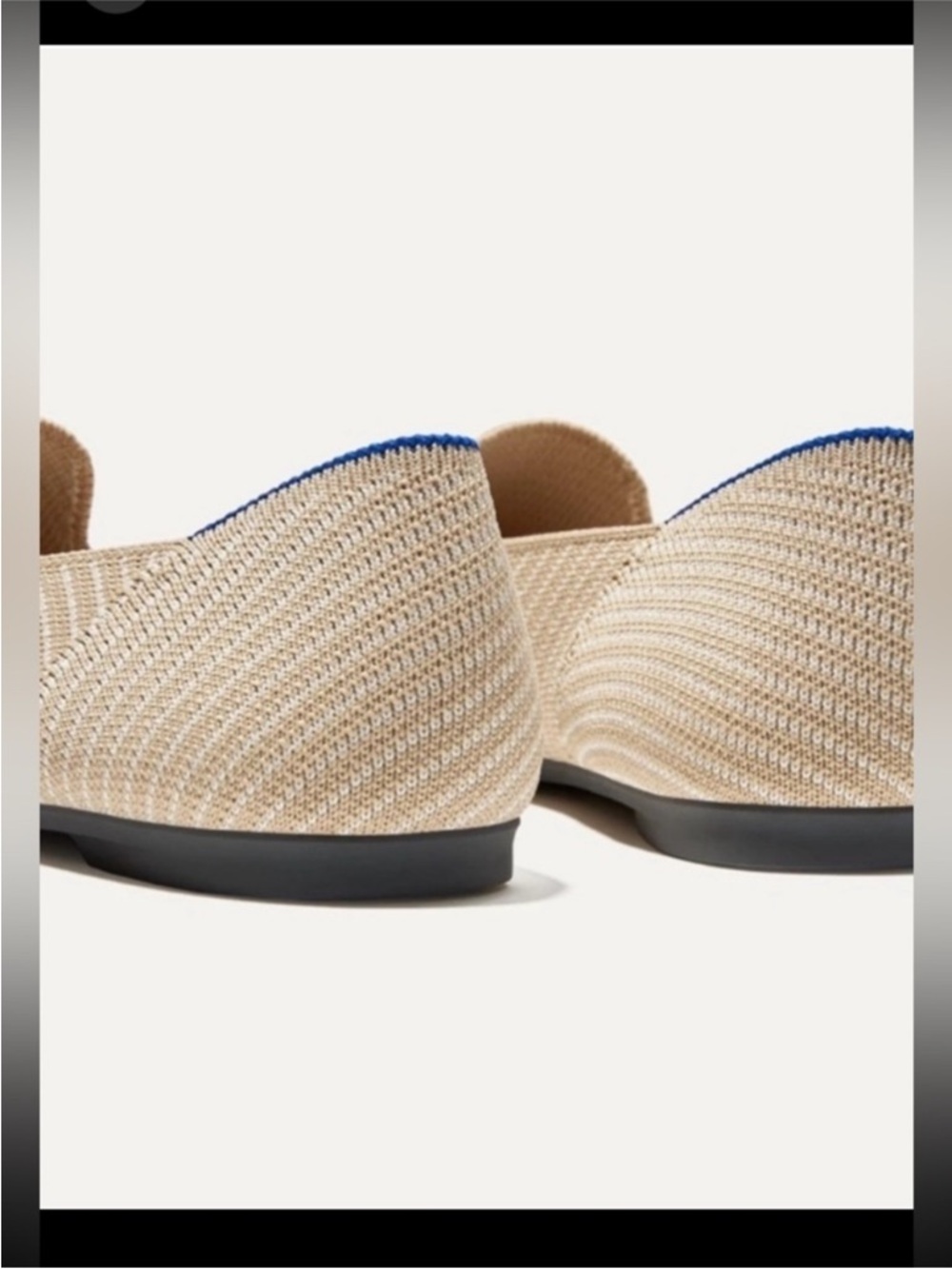 Rothy's Beige Knit Flats with Blue Heel Trim - Picture 5 of 15